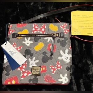 Dooney & Bourke Gray Minnie Mouse Crossbody with Red and Yellow Accents